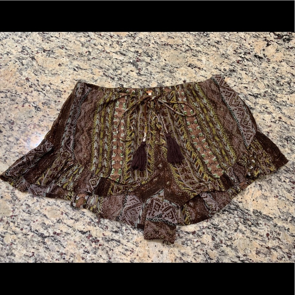 Free People Tie Front Ruffle Shorts
